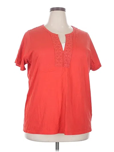 Pre-owned Basic Editions Short Sleeve Top Orange V-neck Tops