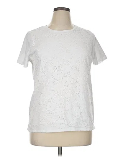 Pre-owned Basic Editions Short Sleeve Top White Crew Neck Tops