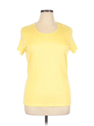 Pre-owned Basic Editions Short Sleeve Top Yellow Scoop Neck Tops