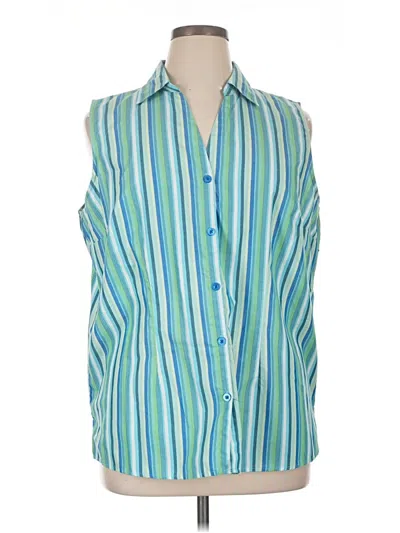 Pre-owned Basic Editions Sleeveless Button Down Shirt In Blue