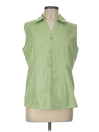 Pre-owned Basic Editions Sleeveless Button Down Shirt In Green