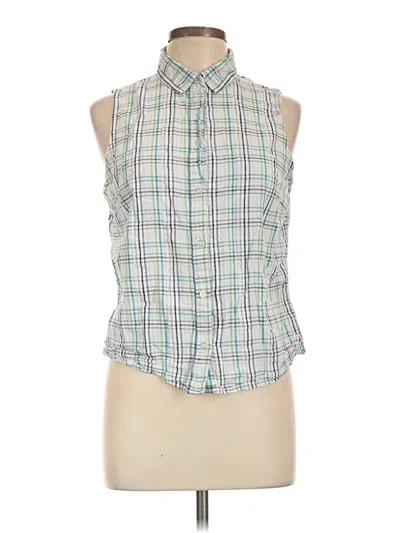 Pre-owned Basic Editions Sleeveless Button Down Shirt In Green