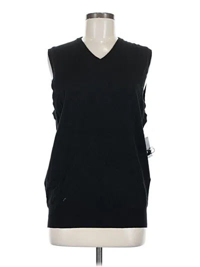 Pre-owned Basic Editions Sleeveless Top Black V Neck Tops