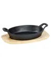 Basic Essentials 2 Piece Cast Iron Oval Sizzler Plate Set In Black