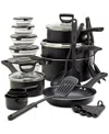 Basic Essentials 32-pc. Nonstick Aluminum Cookware Set In Black