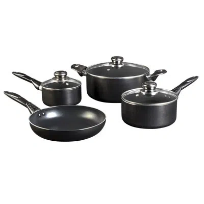 Basic Essentials 7pc Non-stick Aluminum Cookware Set In Black