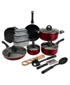 Basic Essentials Nonstick Aluminum 20-pc. Cookware Set In Red