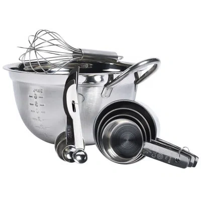 Basic Essentials Prep And Tools  10-pieces Stainless Steel Measuring Cup Spoon Set In Gray