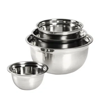 Basic Essentials Prep And Tools  4 Piece Stainless Steel Mixing Bowl Set In Silver