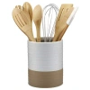 Basic Essentials White Serveware  8-piece Kitchen Utensil Set In Brown