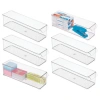Basic Stackable Fridge Storage Bin With Handle, Set Of 6, Clear, Made In Transparent