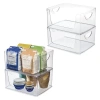 Basic Stackable Open-front Storage Bins With Handles For Kitchen And Pantry In Transparent