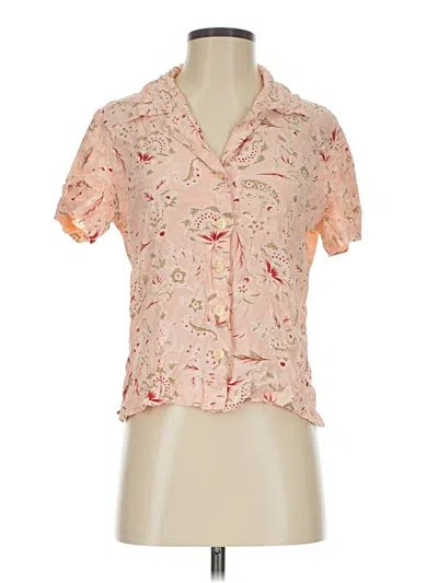 Pre-owned Basic Threads Short Sleeve Blouse In Pink