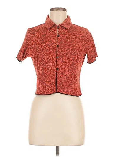 Pre-owned Basics Short Sleeve Blouse In Orange