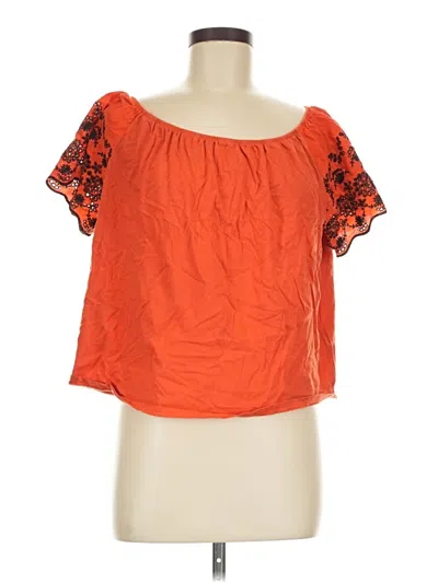 Pre-owned Basics Short Sleeve Blouse In Orange
