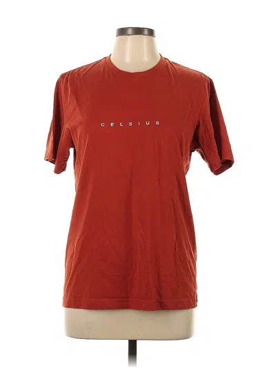 Pre-owned Basics Short Sleeve T-shirt In Burgundy