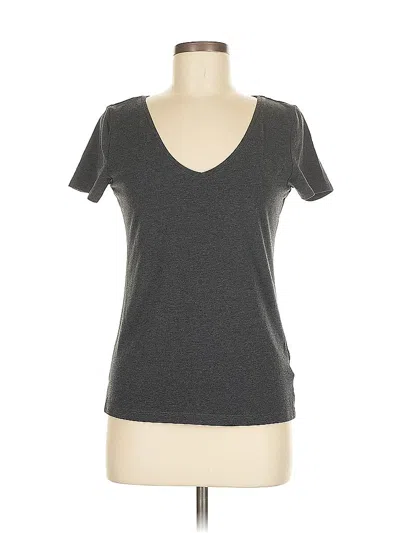 Pre-owned Basics Short Sleeve Top Gray V Neck Tops