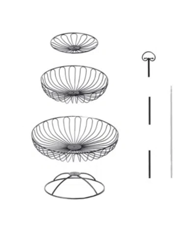 Basicwise 3 Tiers Wire Basket Fruit Bowl In Black