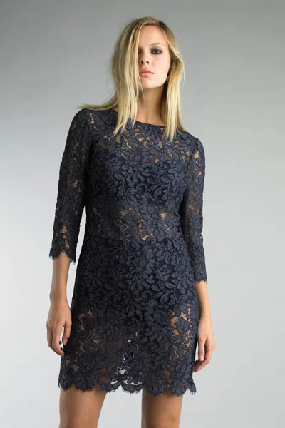 Basix Black Label 3 Quarter Sleeve Cocktail Dress In Blue