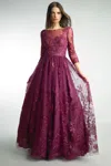 Basix Black Label 3 Quarter Sleeve Evening Dress In Burgundy