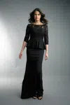 Basix Black Label 3 Quarter Sleeve Gown In Black