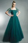 Basix Black Label 3d Flower Squareneck Tulle Gown