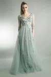 Basix Black Label A-line Gown With Quarter Sleeves In Blue