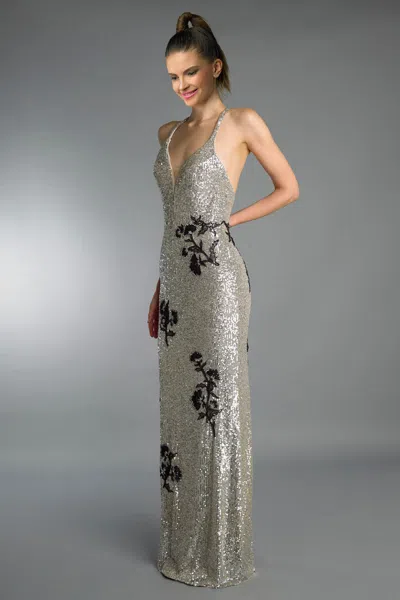 Basix Black Label All Over Sequin Gown