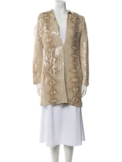 Pre-owned Basix Black Label Animal Print Faux Fur Coat In Neutral