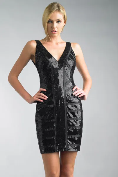 Basix Black Label Art Deco Cocktail Dress In Black