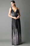 Basix Black Label Art Deco Evening Gown In Black