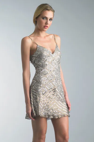 Basix Black Label Art Deco Spaghetti Strap Cocktail Dress
