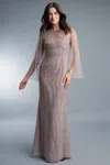 Basix Black Label Basix Beaded Flare Sleeve Formal Gown