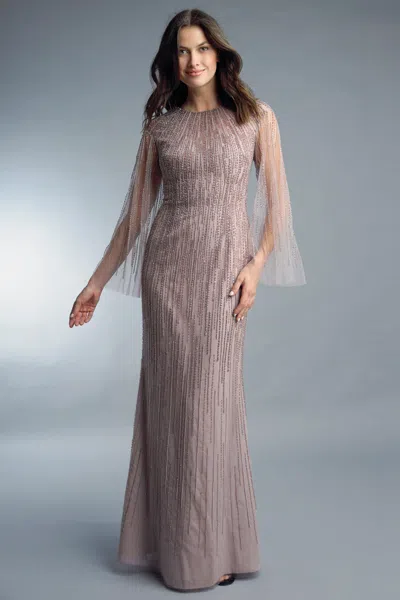 Basix Black Label Basix Beaded Flare Sleeve Formal Gown