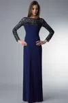 Basix Black Label Basix Long Sleeve Beaded Gown In Black