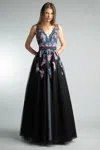 Basix Black Label Basixii Multi Color Evening Gown In Blue