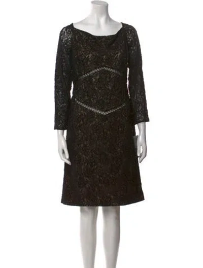 Pre-owned Basix Black Label Bateau Neckline Knee-length Dress In Black