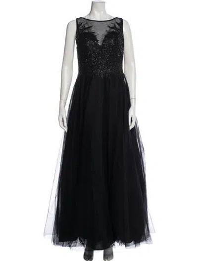 Pre-owned Basix Black Label Bateau Neckline Long Dress In Black