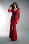 Basix Black Label Beaded Evening Gown In Red