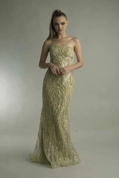 Basix Black Label Beaded Gown In Black