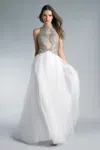 Basix Black Label Beaded Sheer Tulle Gown By