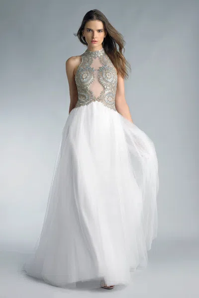 Basix Black Label Beaded Sheer Tulle Gown By