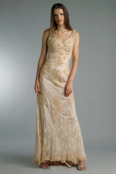 Basix Black Label Beaded Sleeveless Evening Gown