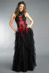 Basix Black Label Beaded Sleeveless Evening Gown