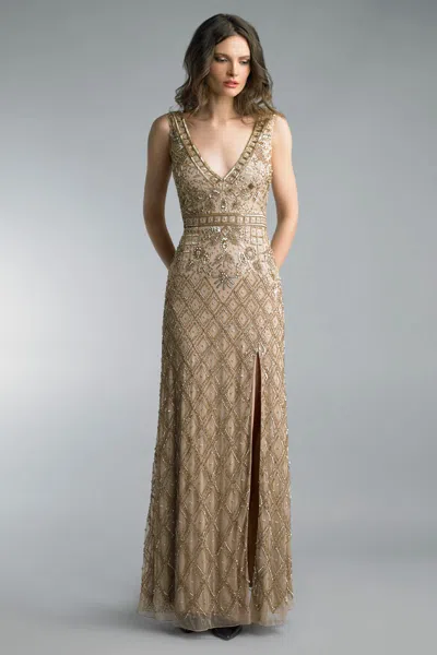 Basix Black Label Beaded Sleeveless Gown
