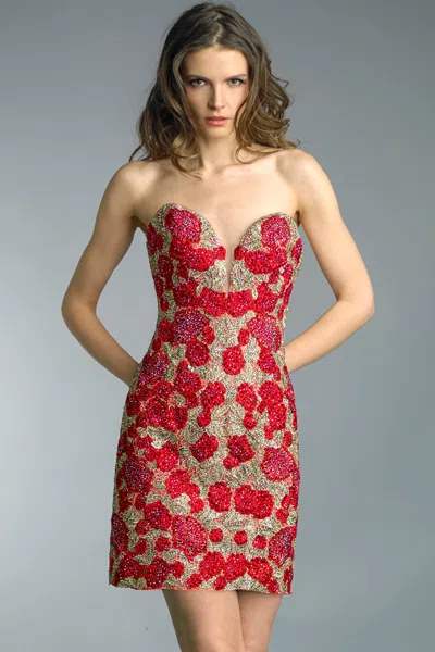 Basix Black Label Beaded Sweetheart Cocktail Dress In Multi