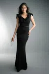 Basix Black Label Beleted Sleeveless Evenign Gown In Black