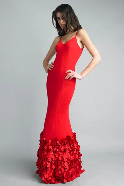 Basix Black Label Bell Inspired Evening Gown In Red