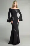Basix Black Label Bell Sleeve Evening Gown In Burgundy