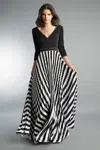 Basix Black Label Black And White Evening Gown